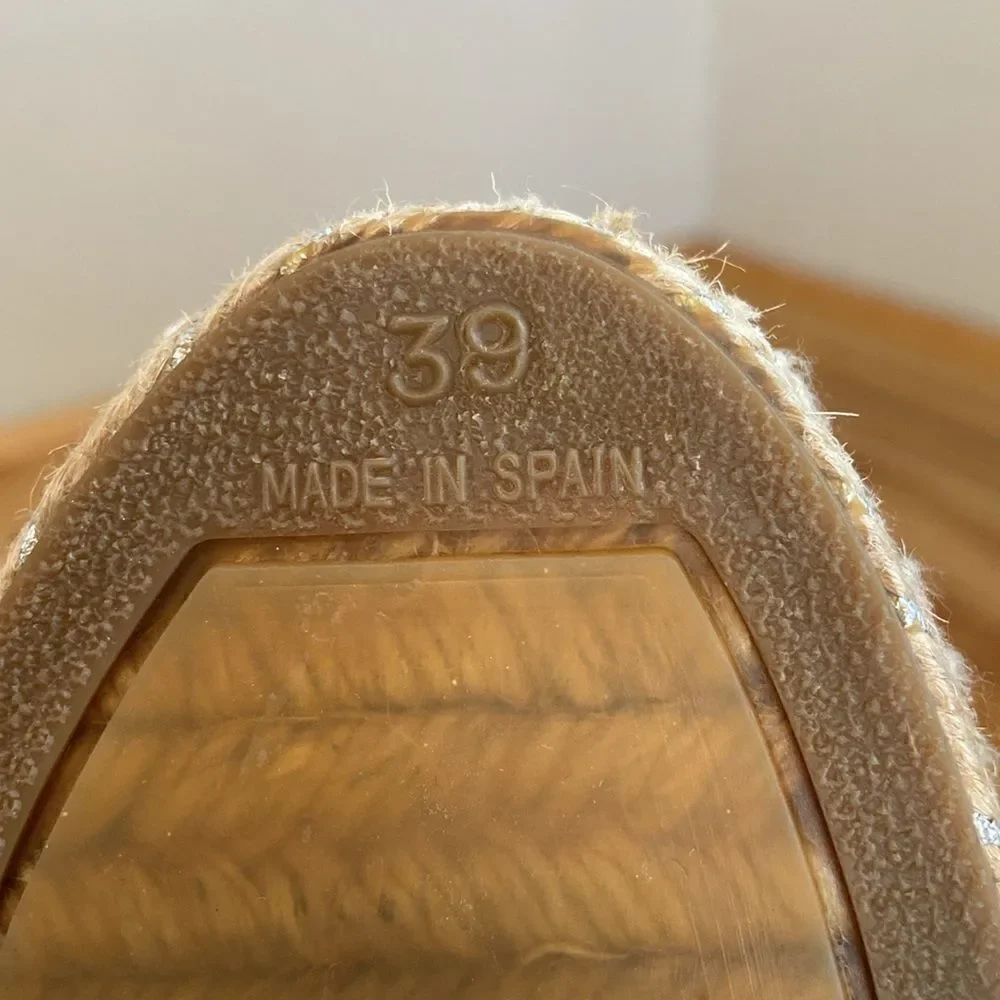 Rag & Bone Taupe Shimmer Slip On Jute Espadrille Shoes Size EU 39/ US 9